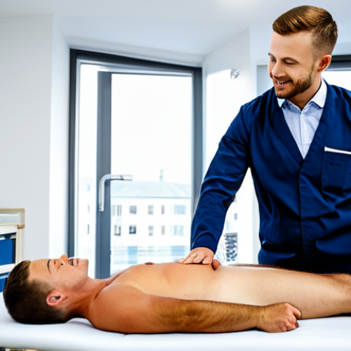 Home 17 Kiropraktor och akupunktur**
"A licensed kiropraktor, fully clothed in professional attire, gently performing akupunktur on a patient's back in a bright, clean clinic setting. Focus on precision and care. Safe for work, appropriate content, natural pose, perfect anatomy, professional setting, fully clothed, family-friendly."
**